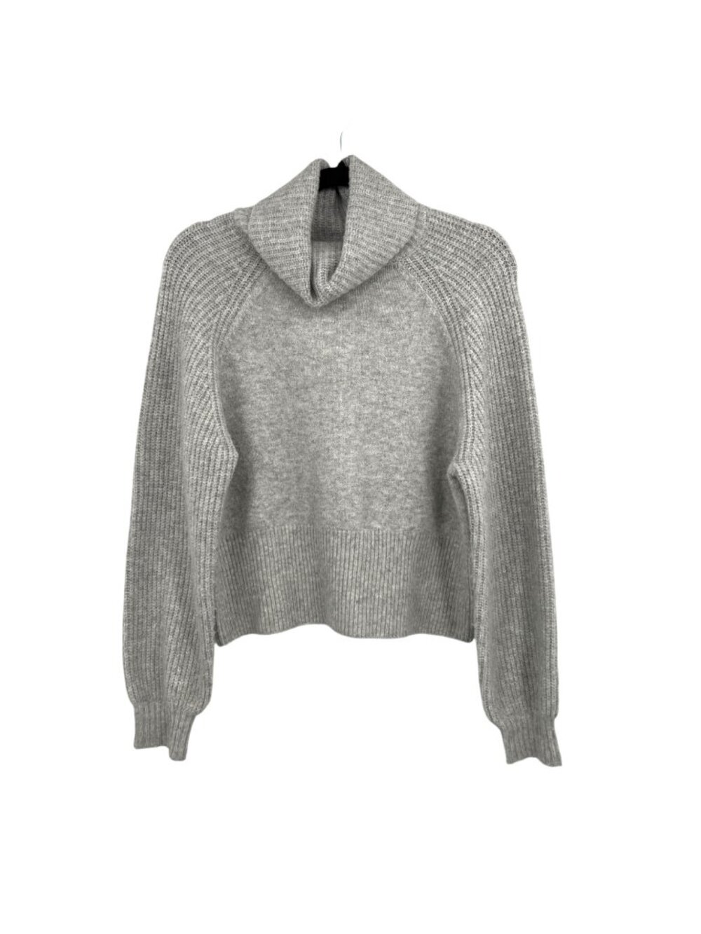 Elodie Gray Turtleneck Sweater Ribbed Details Size Small Cozy Minimalist